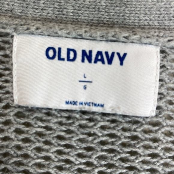 Old Navy Mesh Knit Cardigan Sweater Light Grey Cotton V-Neck Long Sleeve L - Picture 8 of 11